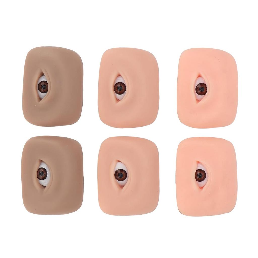 Eye Practice Skin, 3 Pairs 3D Silicone Fake Eye Practice Skin Makeup Face Board Microblading Supplies Eyebrow Practice Skin for Beginners and Makeup