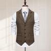 Gilet da Uomo con Revers Senza Maniche Monopetto Gilet da Abito Business Tinta Unita Orlo Obliquo Tasche 3D Decorazione a Catena Gilet