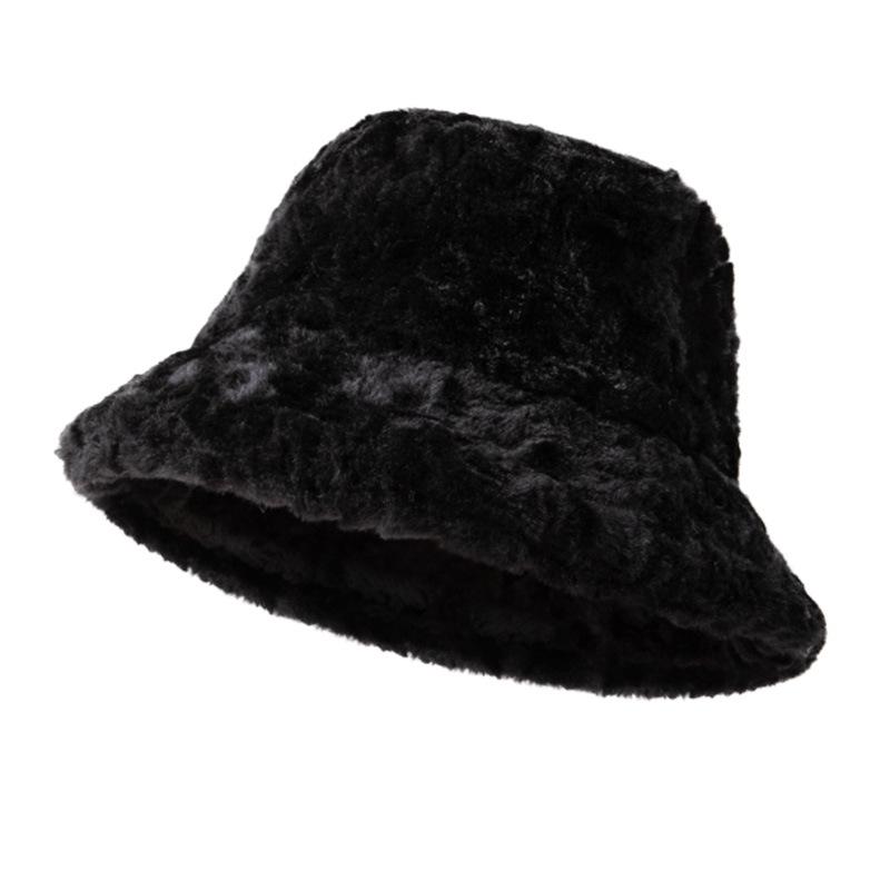 

Imitation Rabbit Fur Hat for Children Versatile Big Head Circumference Small Face Warm and Thick Fashionable Plush Fisherman Hat