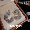 Elegant Water Drop Butterfly Knot Pearl CZ Earrings With Star Moon Pendant Women Vintage Chic Jewelry