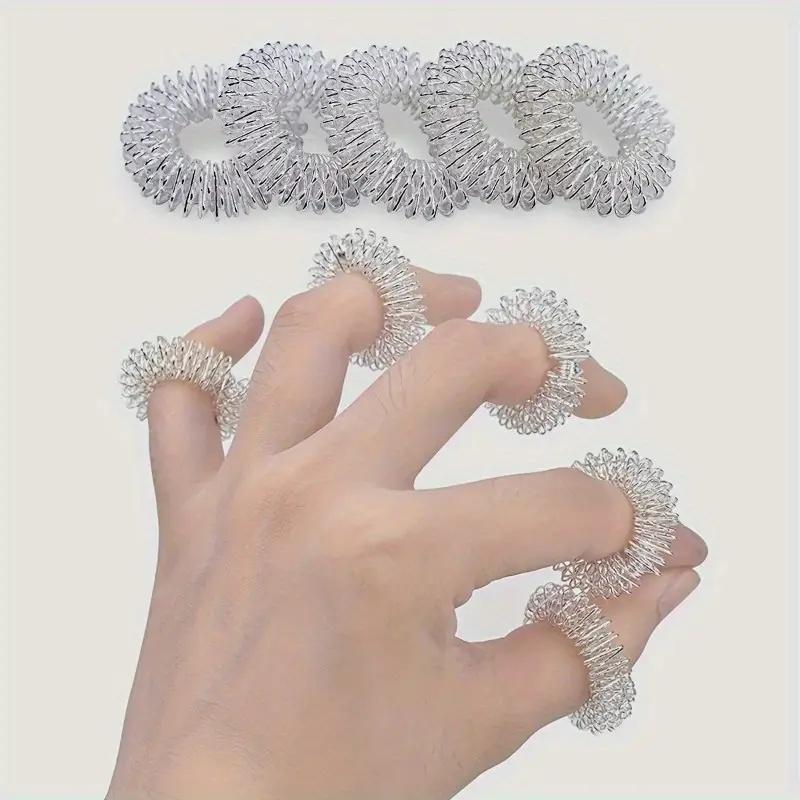 0pcs Acupressure Finger Rings: Spiky Spring Massager for Stress & Tension Relief, Sensory Therapy for Daily Use