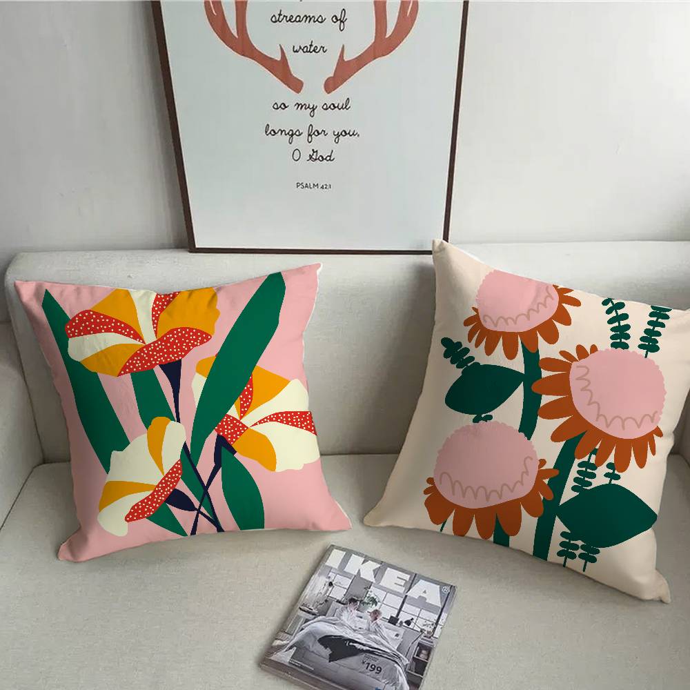 Plants And Flowers Pillow Case Home Decor Throw For Sofa Bed Car Room Decor Gift Idea