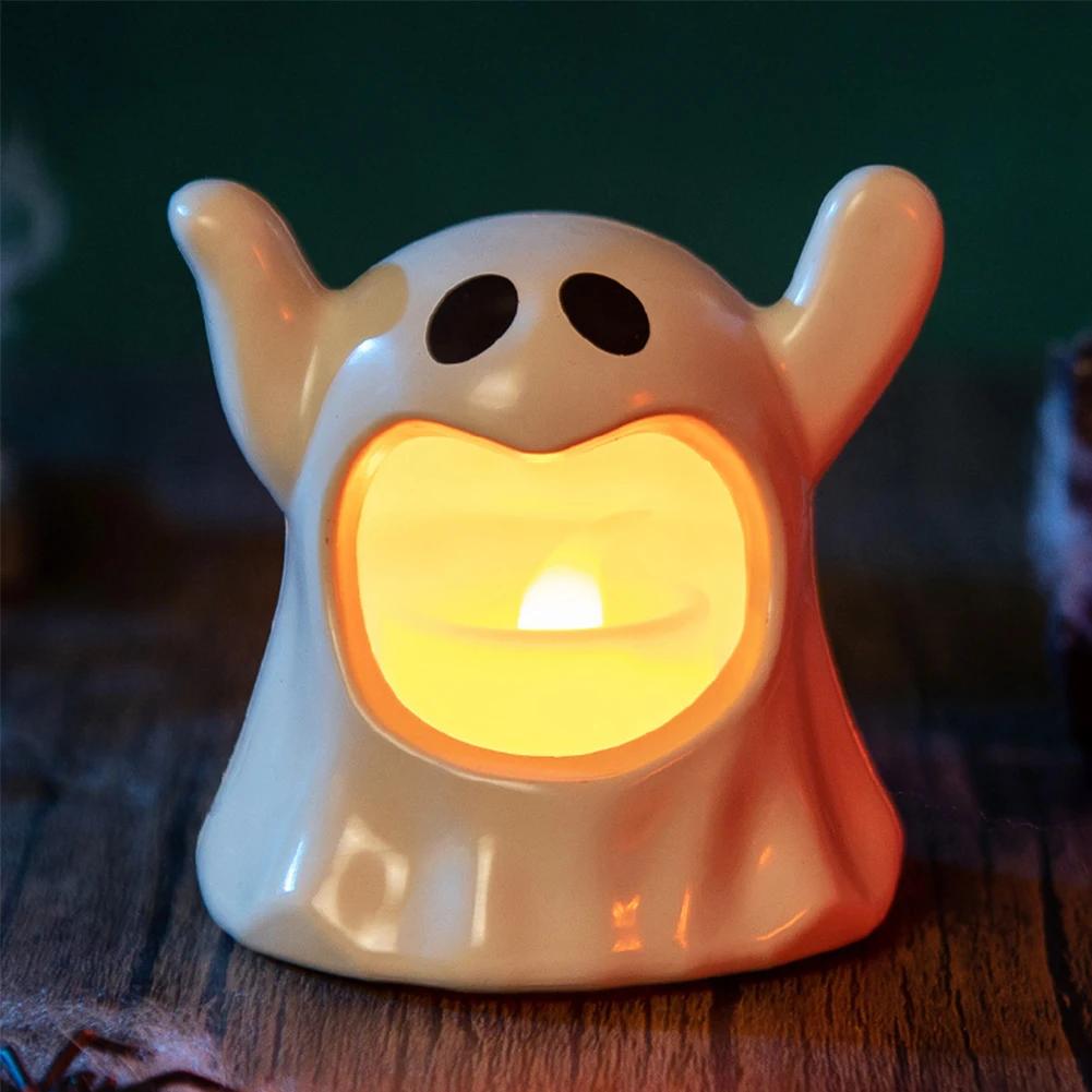 Warm Light Halloween Flameless Candle Two Color Battery Powered Led Candle Used for Halloween Decoration and Home Fast Shipping