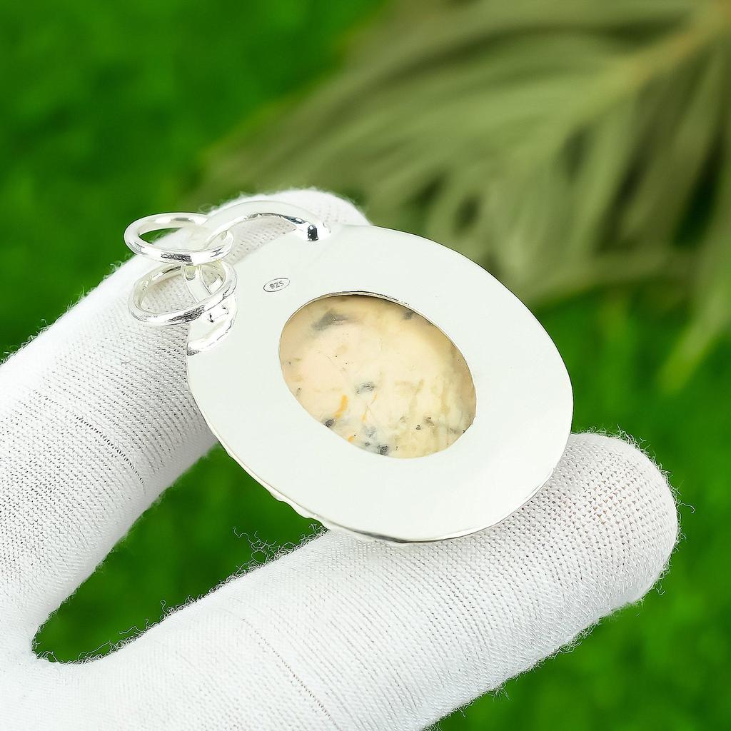 Natural Scolecite Gemstone Indian Jewelry 925 Sterling Silver Pendant For Girls