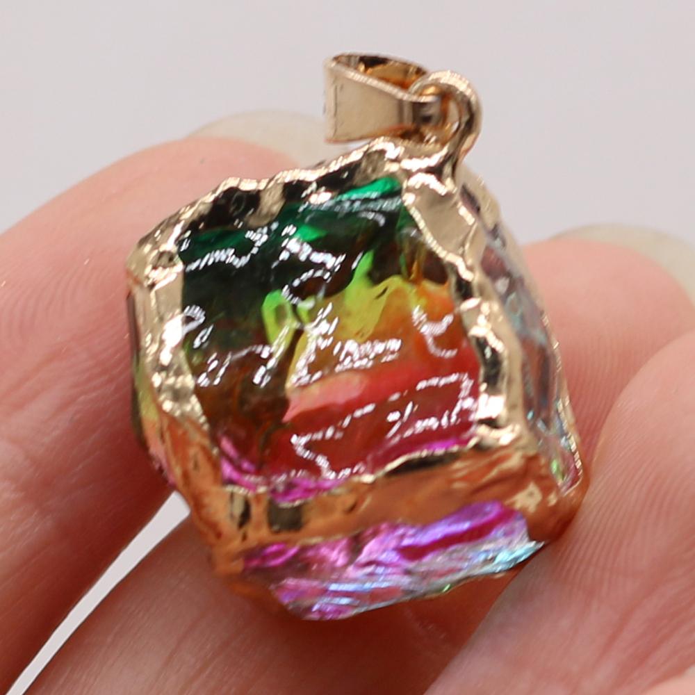 1Pc, Energy Natural Stone Square Pendant, Reiki Healing Crystal Charms for DIY Women Men Necklace Keychain Decoration Accessories, Christmas Gift