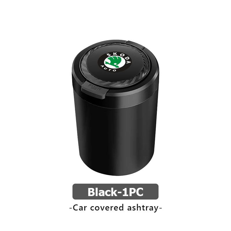 AAFO1 Car Emblem LED Ashtray Portable Smoke Ashes Holder Auto Interior Accessories For Skoda Kodiaq Fabia Kamiq Karoq Octavia 2 3