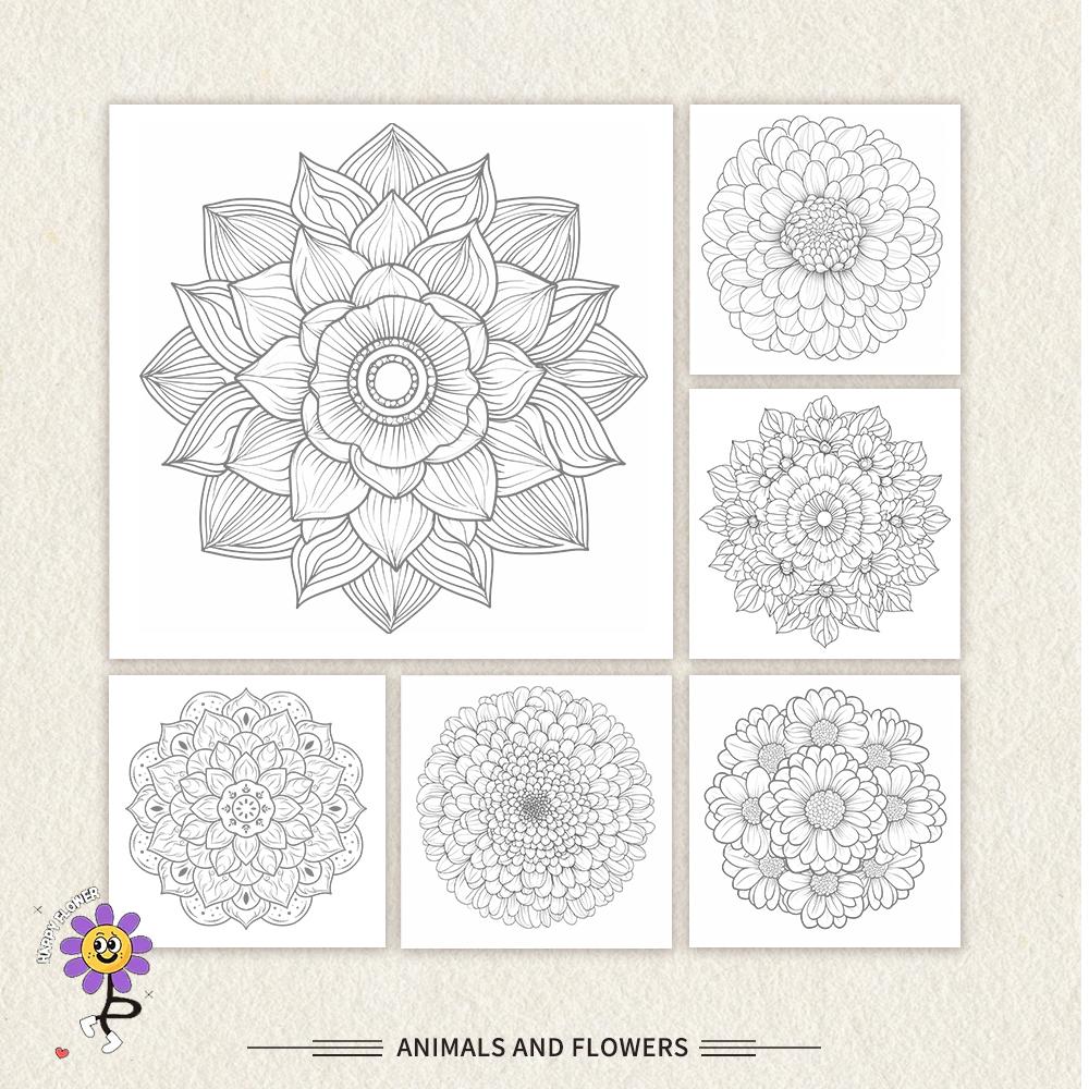 1pc, Floral Colouring Book - Teen Colouring Book - 30 Sheets, 8.3x 8.3 inches, Adult Stress Relief, Birthday, Holiday Party Gift