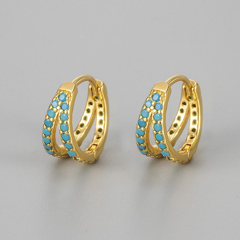 Minimalist Double Layer Zircon Diamond Stud Earrings For Women Chic Unique Versatile Hoop Earrings Fashion Jewelry