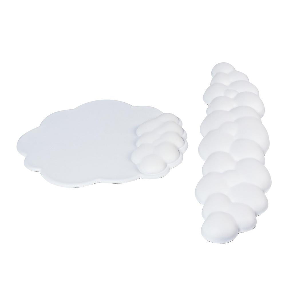 Keyboard Wrist Rest with Mouse Pad Wrist Funny Cloud PU Memory Wrist Palm Hand Arm Reduces Compatible with Laptop White Rest, Design, Leather, Foam,
