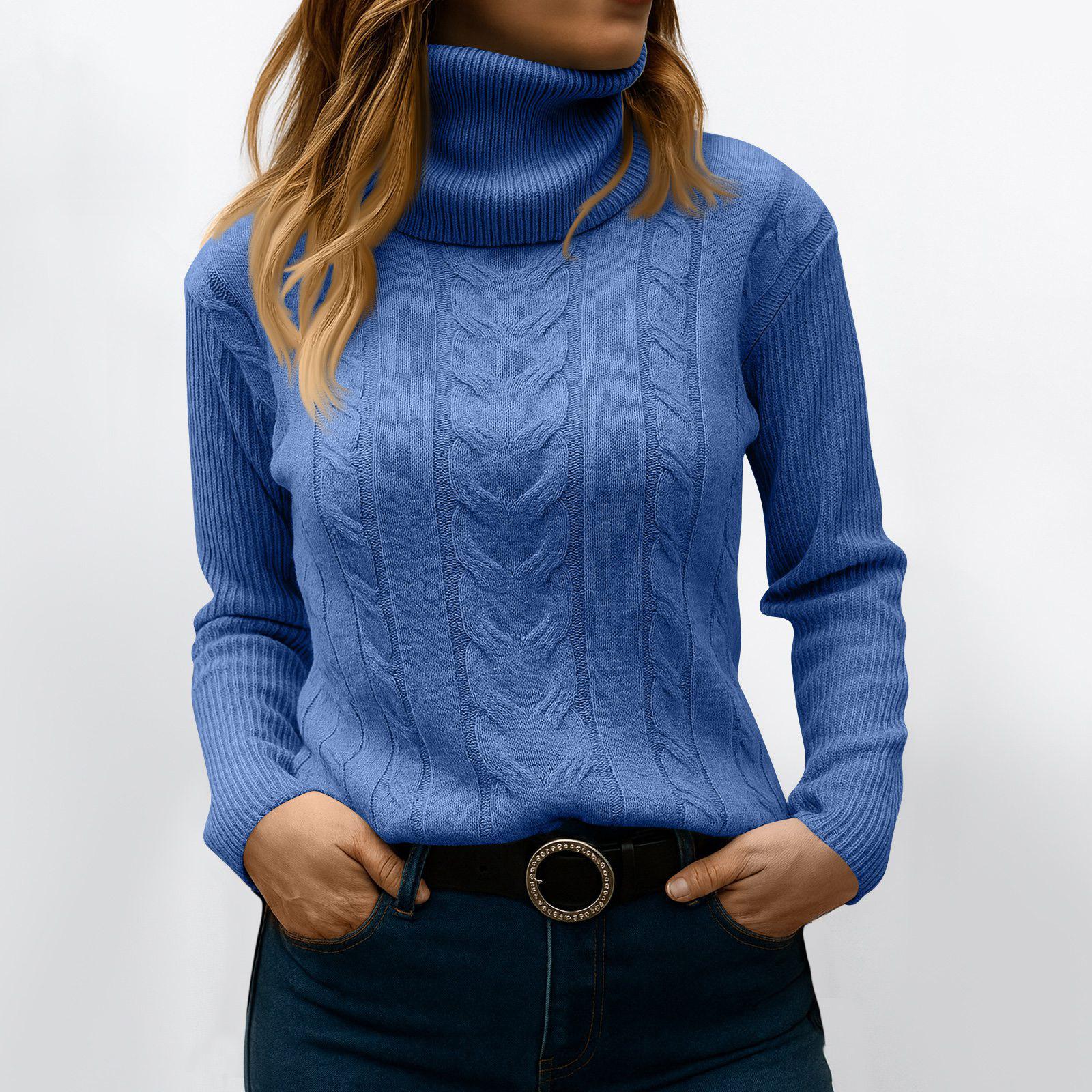 

Женский модный однотонный свитер с высоким воротом и длинными рукавами, пуловер, топ L