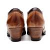 Johnature Echtes Leder Damen Pumps Handbemalt Vintage Karree Niete Schnürung Dicker Absatz High Heels Schuhe