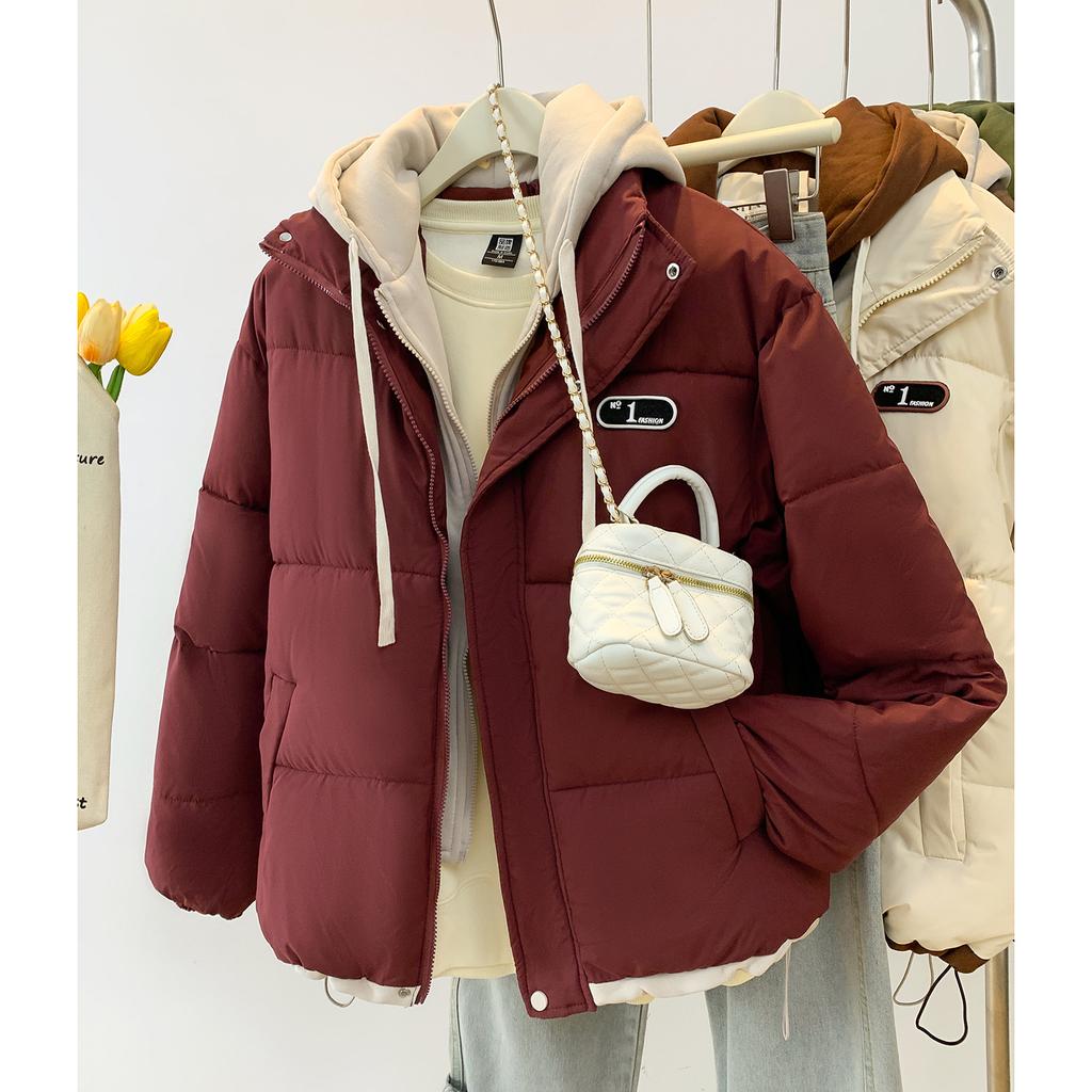 Fake Two Pieces of Cotton Clothes Women's Winter 2025 New Thickened Warm Padded Jacket Women's Down Padded Jacket Versatile Student Jacket