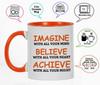 Inkdotpot 11 Oz  Ceramic Coffee  Mugs Imagine Believe Achieve Inspirational Quotes Gift For Co-Worker Boss