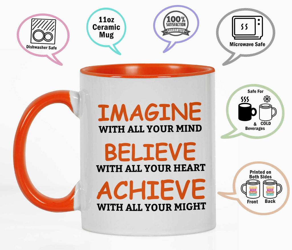 Inkdotpot 11 Oz  Ceramic Coffee  Mugs Imagine Believe Achieve Inspirational Quotes Gift For Co-Worker Boss