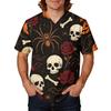 Pánský halloweenský potiskovaný V-výstřih s krátkým rukávem, zdravotnický top s kapsou, pro uniformu pečovatele, pracovní