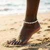 Boho Women Imitation Pearl Beaded Anklet Adjustable Foot Bracelet For Beach Party Summer Vacation Lightweight Comfortable Casual