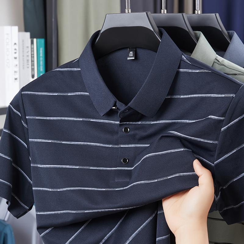 Men's Short Sleeved T-shirt Summer Middle Aged Fashion Half Sleeved Flip Collar Polo Shirt