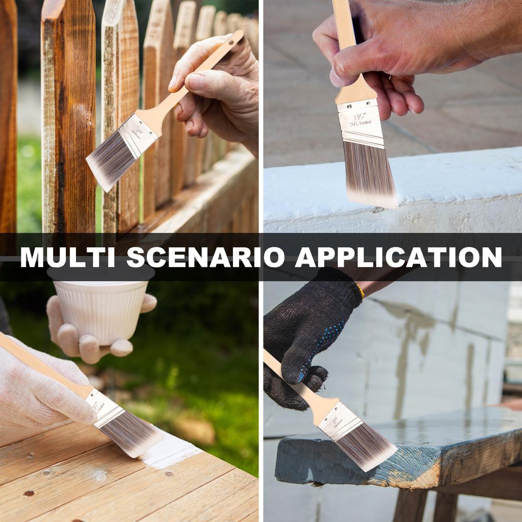 Wood Angled Sash Paint Brush Set Verstaile Wood Handle Paint Brushes Set Easy To Use Short Cut Angle Sash Tool for Painter