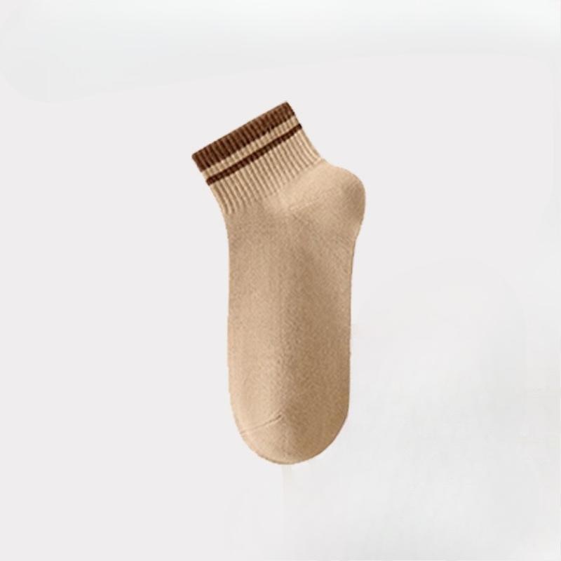 Female Summer Thin Style Solid Color Double Stripe Sports Student Short Socks