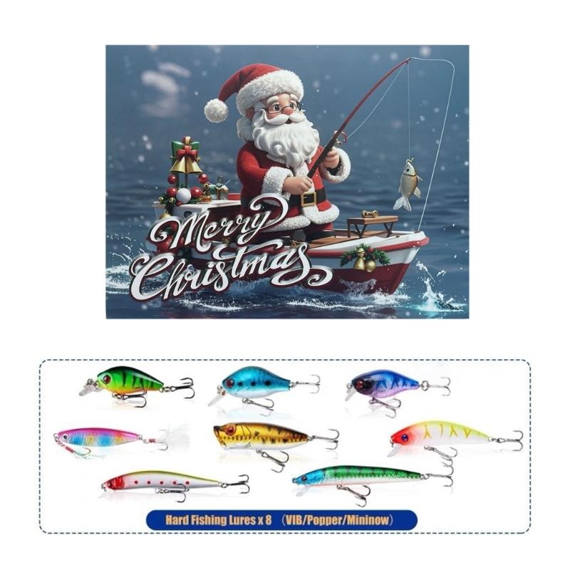24Pcs Fishing Tackle Advent Calendar Fishing Lure Swimbaits Artificial Hard Baits Christmas Gift for Dad & Fishing Lover