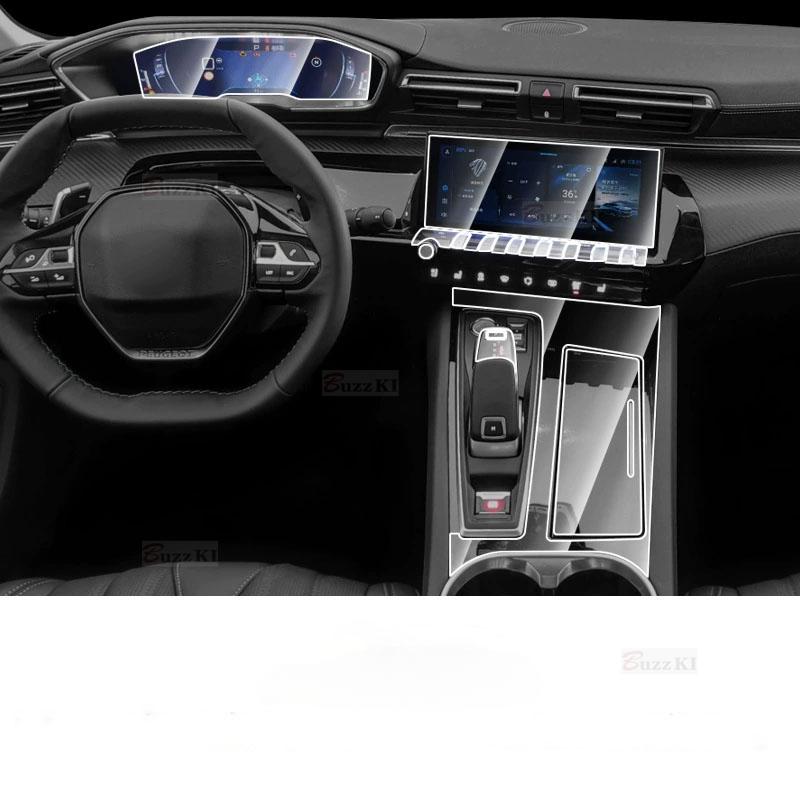 For Peugeot 508 - Gearbox Panel Navigation Automotive Interior Protective Film Anti-Scratch Accessories Sticker Left-hand drive