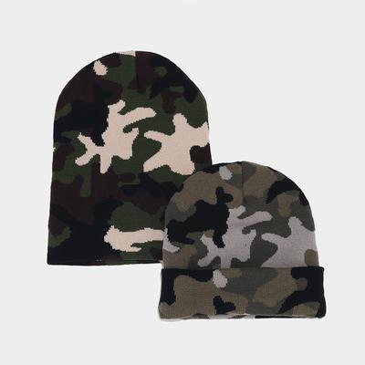 Mützen Heiße Ware Herbst und Winter Warme Strickmütze Lässig Camouflage Jacquard Gerollte Mütze Herren