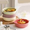 Creamy Ceramic Double-Ear Bowl for Air Fryer, Microwave, Oven, Salad, and Steamed Eggs