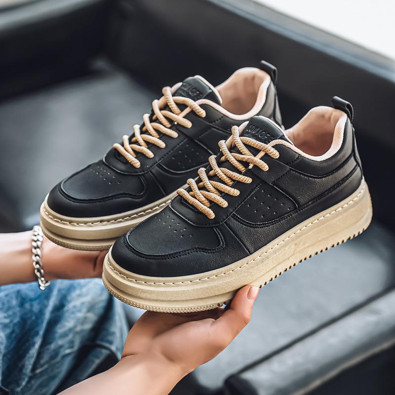 

Новая мужская белая обувь на платформе, увеличивающая рост, мужская обувь, модная спортивная и повседневная обувь для скейтборда, мужская 44 чёрный