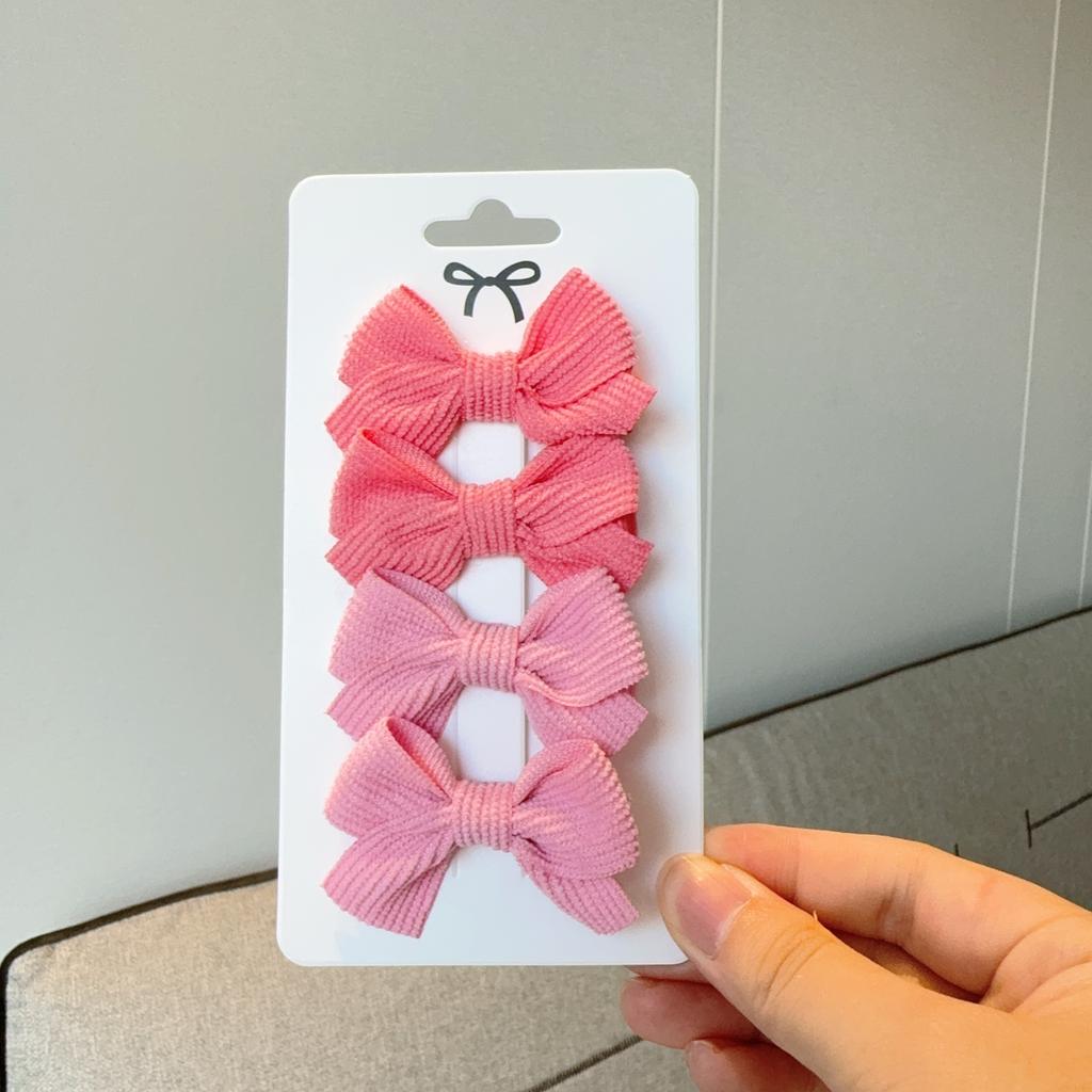 4Pcs Baby Bows Hair Clip For Kids Girls Solid Color Hairpins Barrettes Handmade Headwear Hair Accessories 2.1Inches