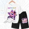 Abbigliamento Moda Bambini Set 2 Pezzi Maglietta a Maniche Corte e Pantaloncini Estivo Ragazze Set T-shirt Casual Stampa Cartoni Animati KPOP
