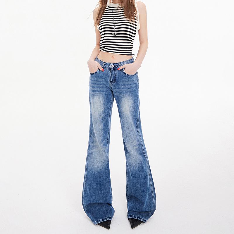 American Spicy Girl Low-Waist Micro-Flare Women's Jeans - 2025 Spring/Autumn Collection, Loose-Slim Fit