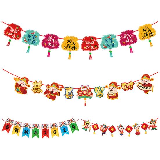 Frühlingsfest-Banner, Neujahrsdekoration, lebendige Farben, kreative Form, umweltfreundlich, Jahr des Drachen, Wimpelkette, Banner, Dekoration, Partyzubehör