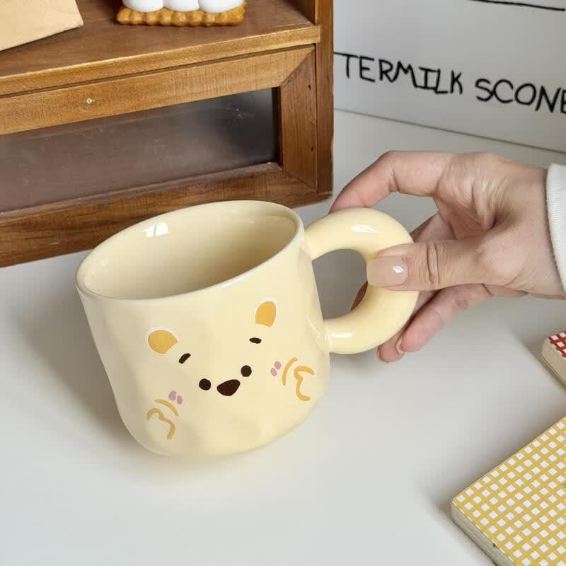 Star Ceramic Mug with Lid and Spoon