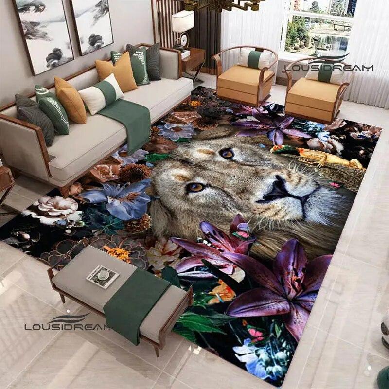 3D Lion Printed Carpet Anti -slip Carpet Room Decor Carpets for Living Room Kitchen Mat Birthday Present Gift