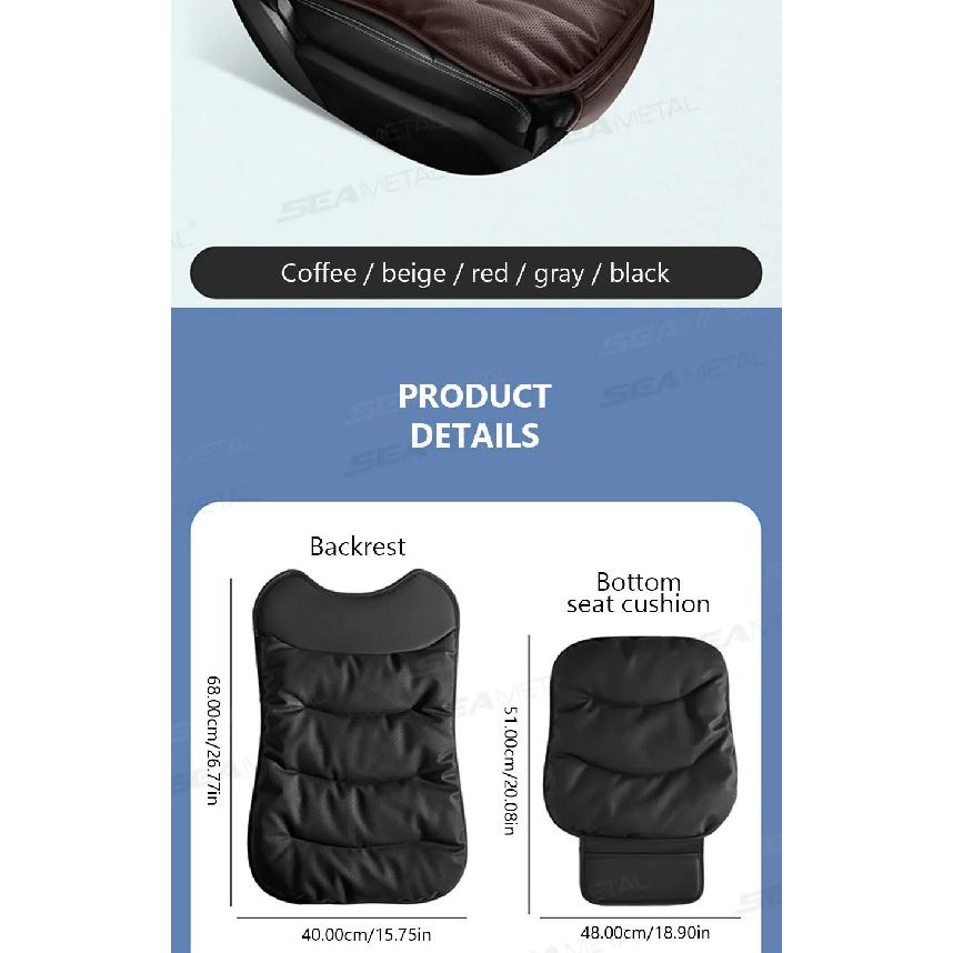 SEAMETAL Leatherette Car Seat Cushion Seat Cover Front/Backrest Breathable Seat Protector Mat Pad for Car Interior Accessories