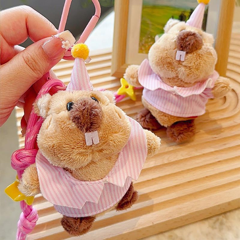 Clothes Groundhog Wearing Hats Cartoon Plush Keychain Daily Use Pendant Gifts