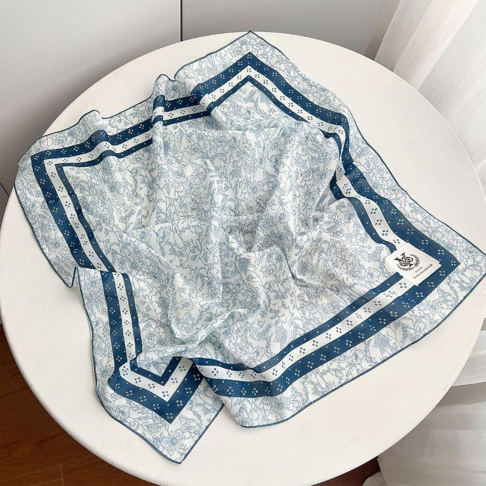 Breathable Cashew Nut Print Silk Scarf Korean Square Handkerchief Cotton Square Scarf  Outdoor
