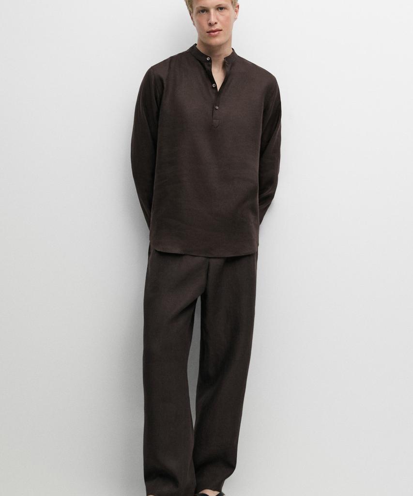 Masimodutti 100% Linen Houndstooth Pants