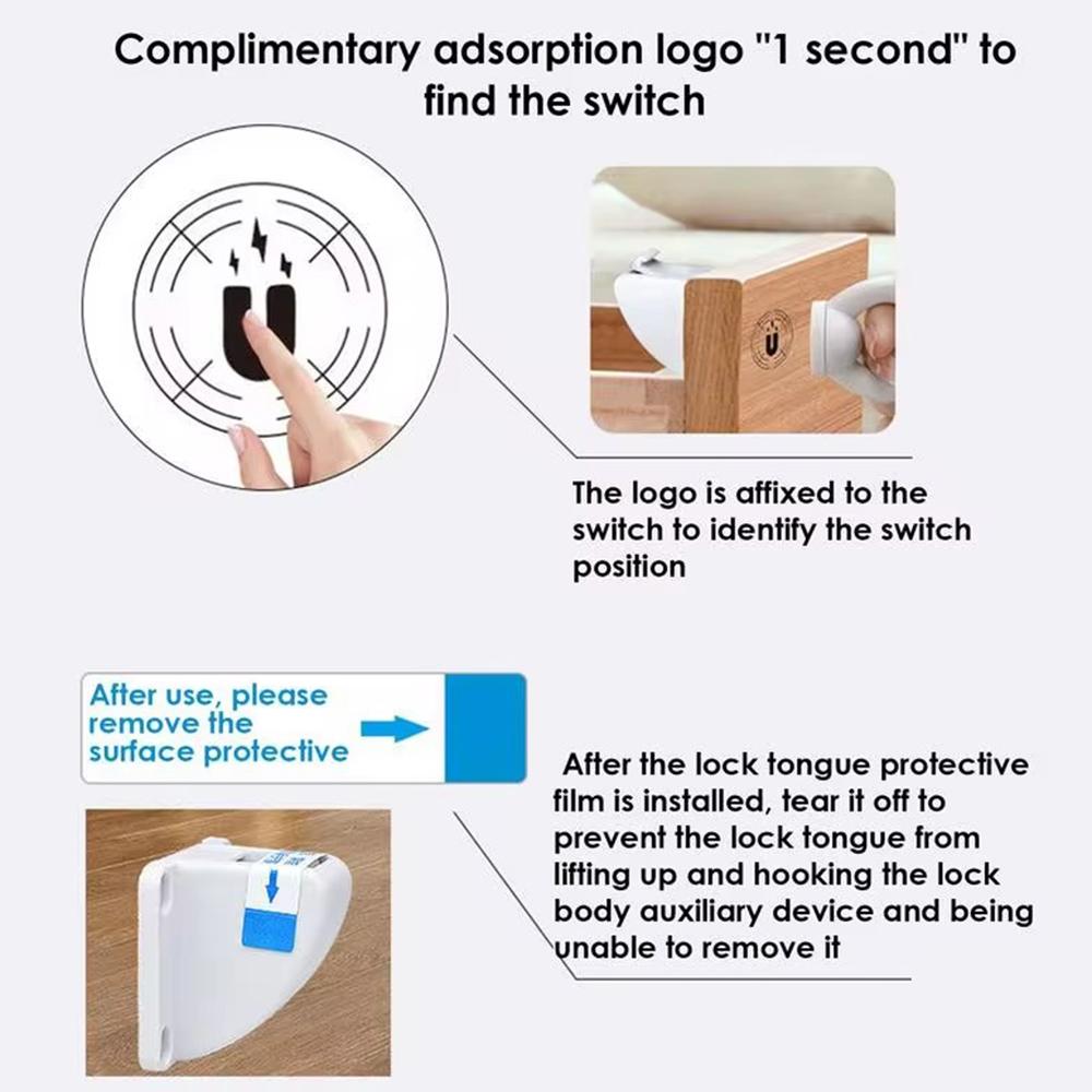 2Pcs Magnetic Cupboard Lock with Key Child Safety Lock for Kitchen Cabinets and Drawers