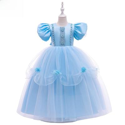 2024 New Kids' Long Puff Sleeve Princess Catwalk Dress
