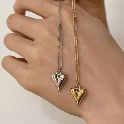 Collier Cœur d'Amour en Argent Sterling 925 pour Femmes Chaîne Clavicule Colliers Or Argent Bijoux de Fête Cadeaux