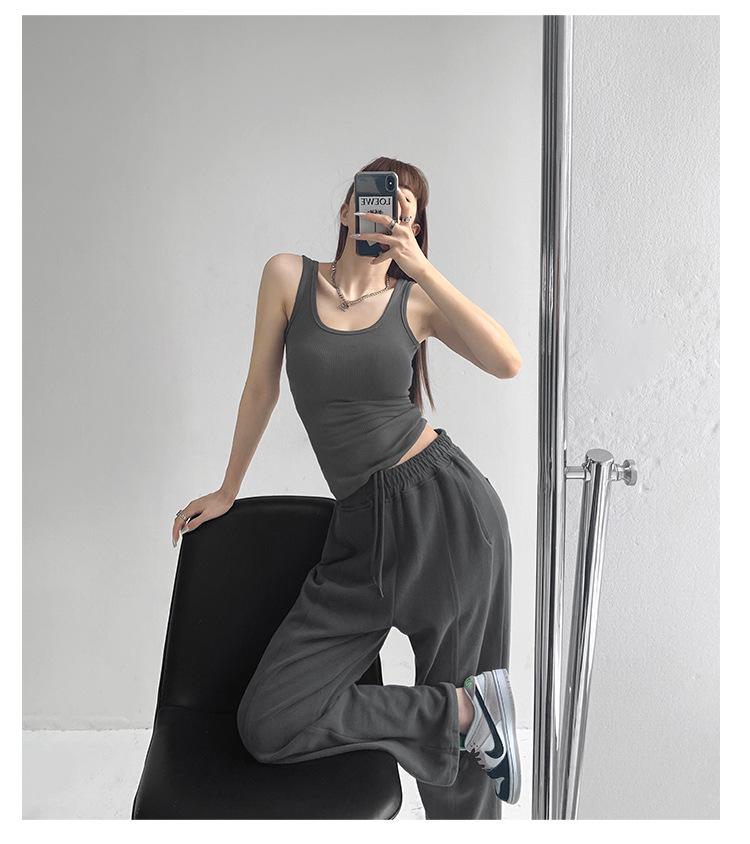 Premium Cotton U-neck Slimming Sports Tank Top - Women's Summer Sleeveless Camisole