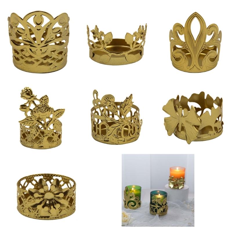 Elegant Hollowed Out Tealight Holder Metal Candlestick Candlestand Wrought Iron Candle Holder Cup for Home Table Decors