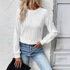 Women's Tops New Autumn and Winter Rear-breasted Single Button Long Sleeve Round Neck Casual T-shirt
