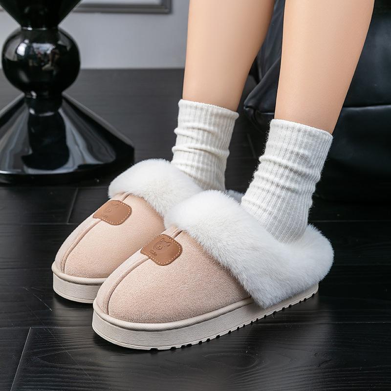 Autumn and Winter New Cotton Slippers Indoor Home Thick-soled Plush Warm Couple Shoes