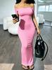 Summer fashion slim fit solid color one-word neck sleeveless off-the-shoulder waist sexy hip-wrapped pure desire dress