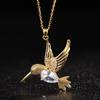 Small Bird Pendant Necklace With Micro-Set Zirconia Unique Design Gold Collarbone Chain For Women