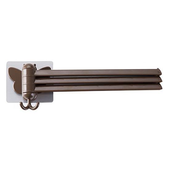 Bathroom Towel Organizer Kitchen Wall Mount Folding Hanger Rotating Hook Rack