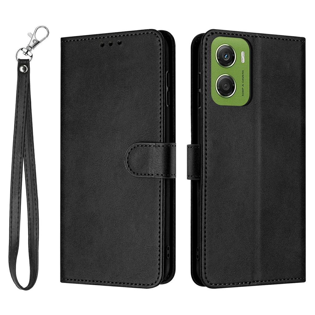 For Motorola Moto G06 4G/G06 Power 4G Wallet Case Flip Stand Calf Texture PU Leather Phone Cover with Strap