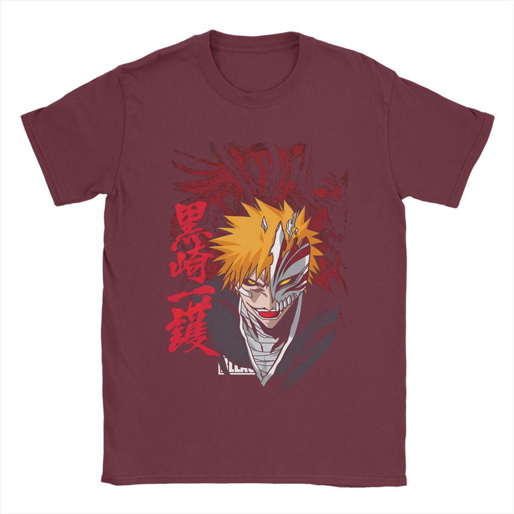 Bleach Ichigo Kurosaki T Shirts for Men Cotton Vintage T-Shirt Crewneck Tee Shirt Short Sleeve Clothes New Arrival